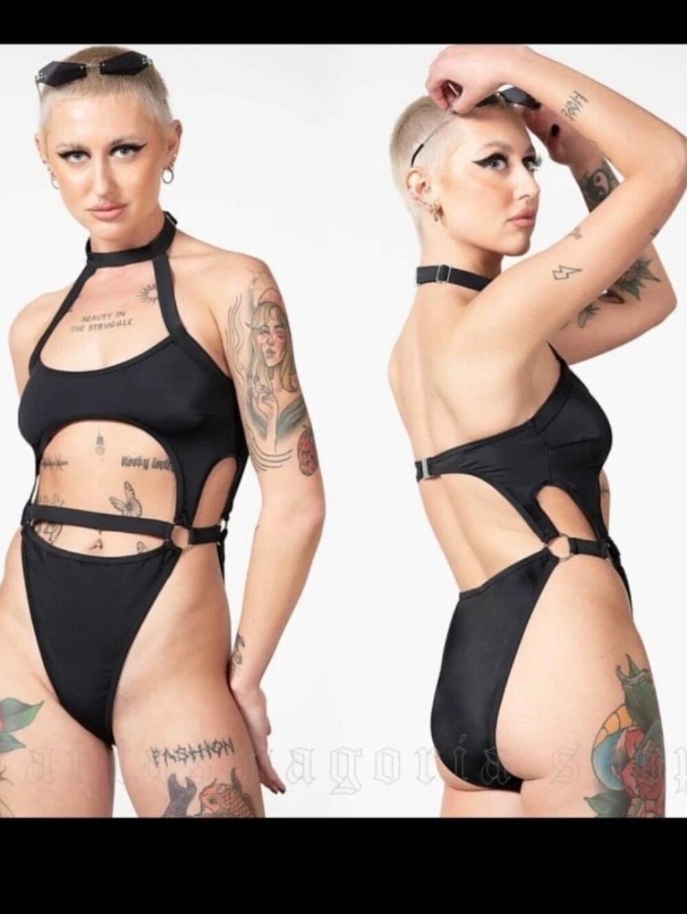 Killstar Black Strappy Cutout One-Piece Swim